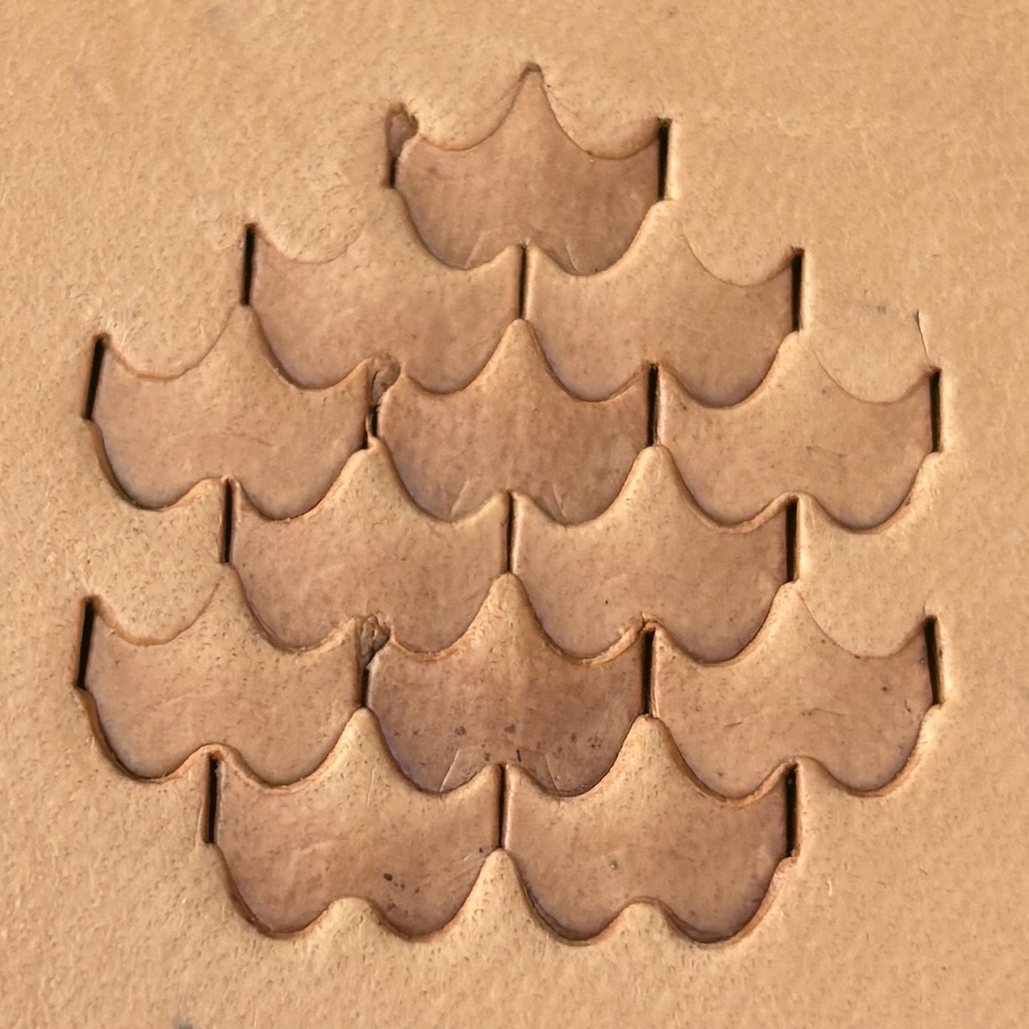 Geometric leather stamp LT408 — pattern imprint on veg-tan leather