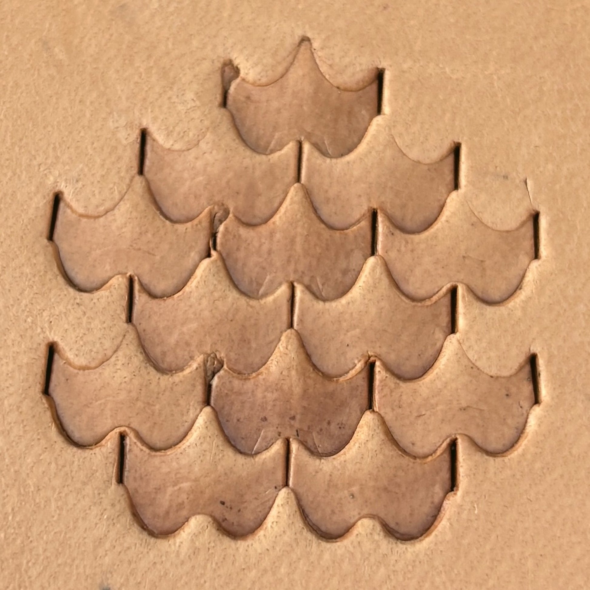 Geometric leather stamp LT408 — pattern imprint on veg-tan leather