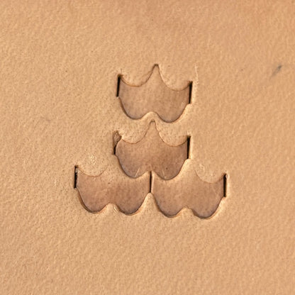 Geometric leather stamp LT408 — single impression on veg-tan leather