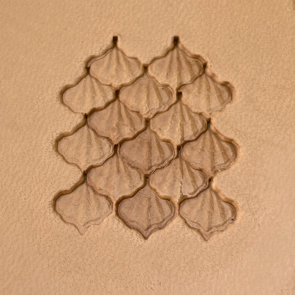 Cluster Leaf leather stamp LT409 — pattern imprint on veg-tan leather