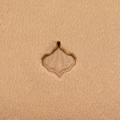 Cluster Leaf leather stamp LT409 — single impression on veg-tan leather