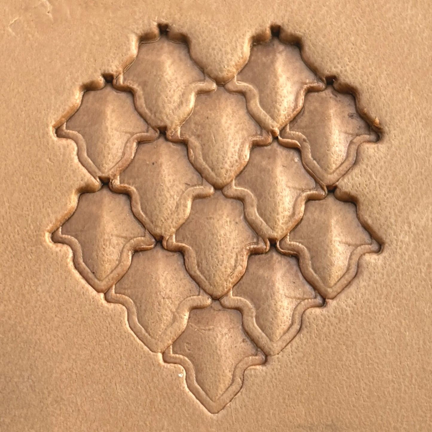 Moroccan Tiles leather stamp LT410 — pattern imprint on veg-tan leather