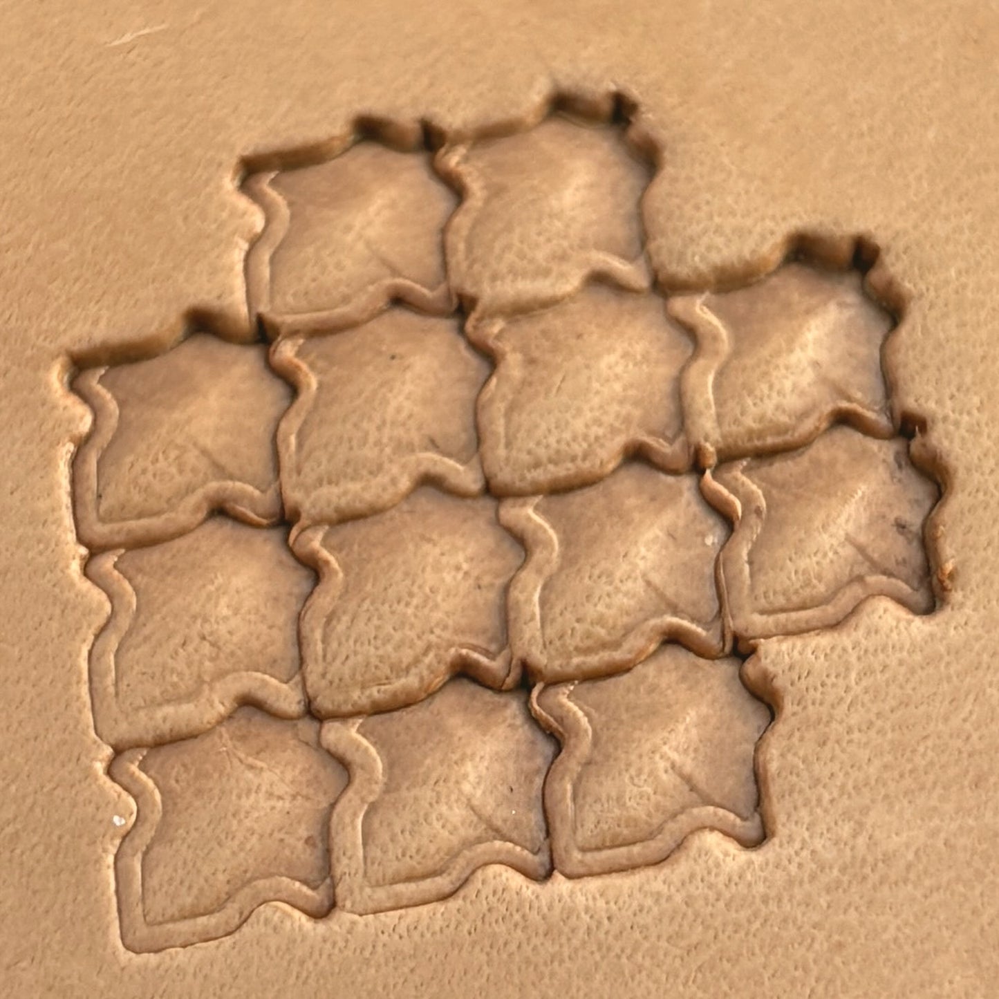 Moroccan Tiles leather stamp LT410 — pattern imprint on veg-tan leather