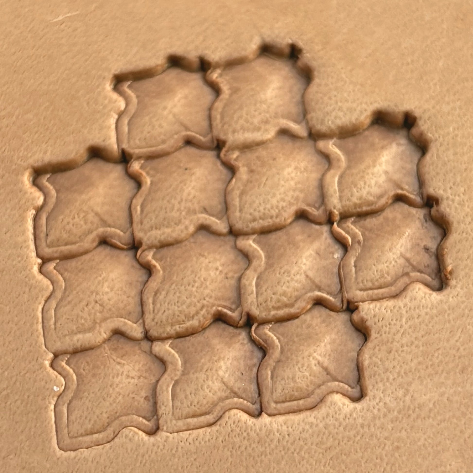 Moroccan Tiles leather stamp LT410 — pattern imprint on veg-tan leather