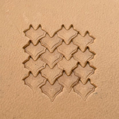 Scallop Scale leather stamp LT412 — pattern imprint on veg-tan leather