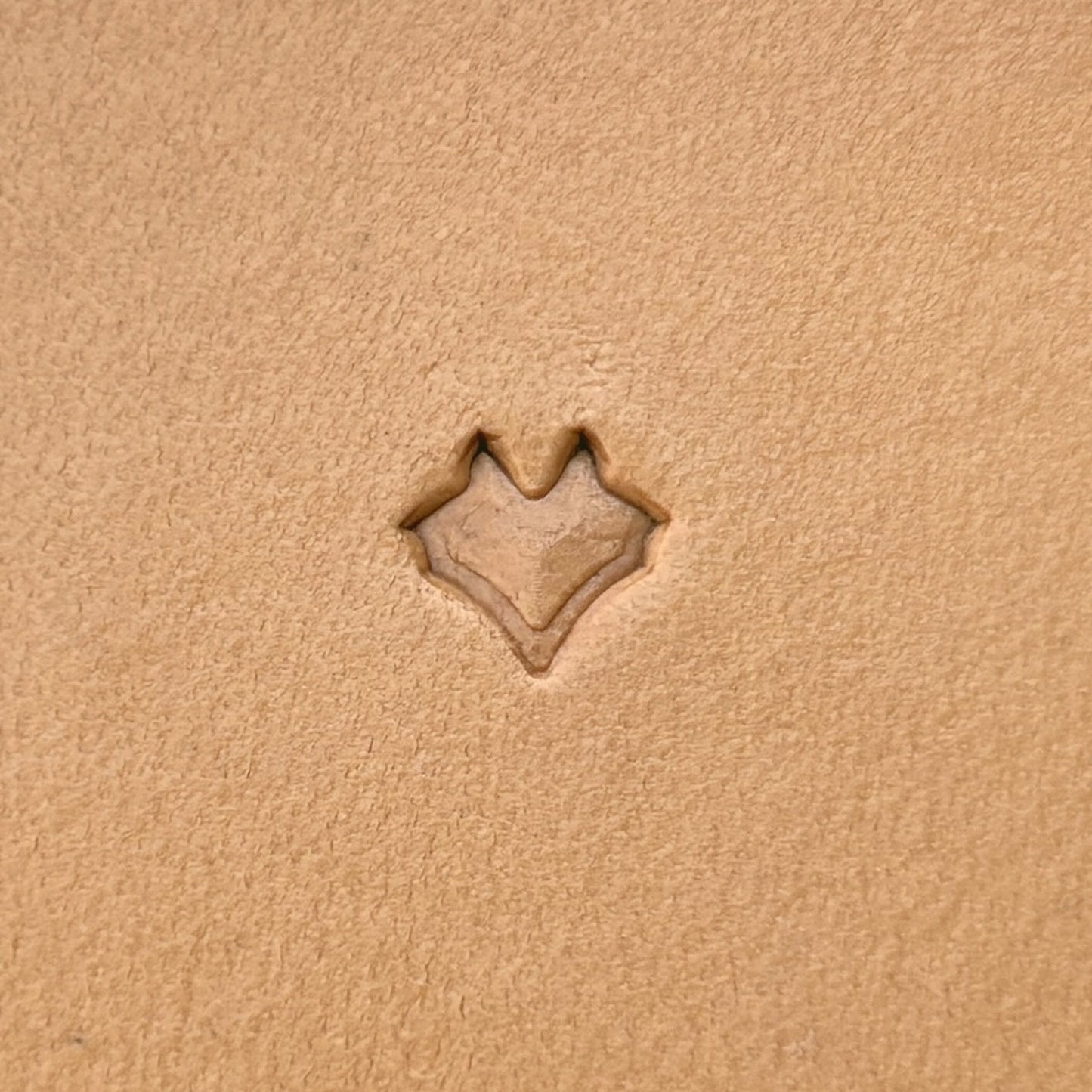 Scallop Scale leather stamp LT412 — pattern imprint on veg-tan leather