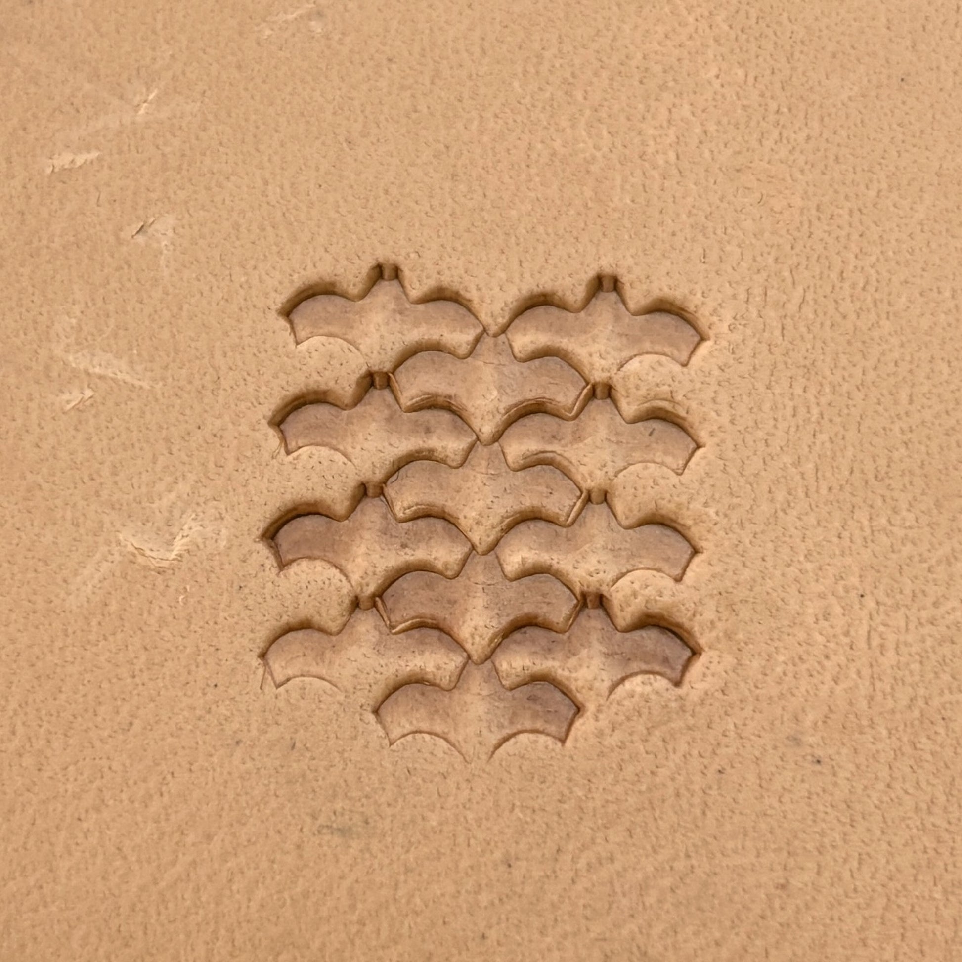 Scale Motif Bat leather stamp LT413 — pattern imprint on veg-tan leather