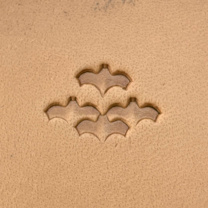 Scale Motif Bat leather stamp LT413 — single impression on veg-tan leather
