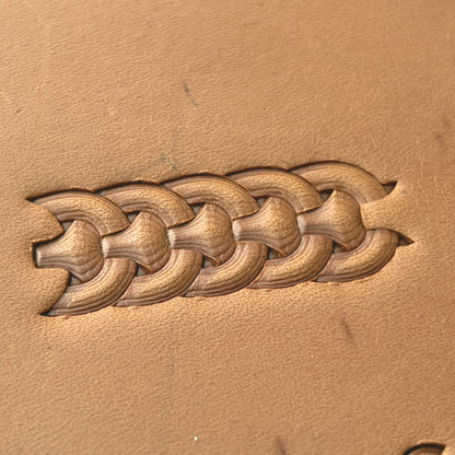 Basket Weave leather stamp LT415 — pattern imprint on veg-tan leather