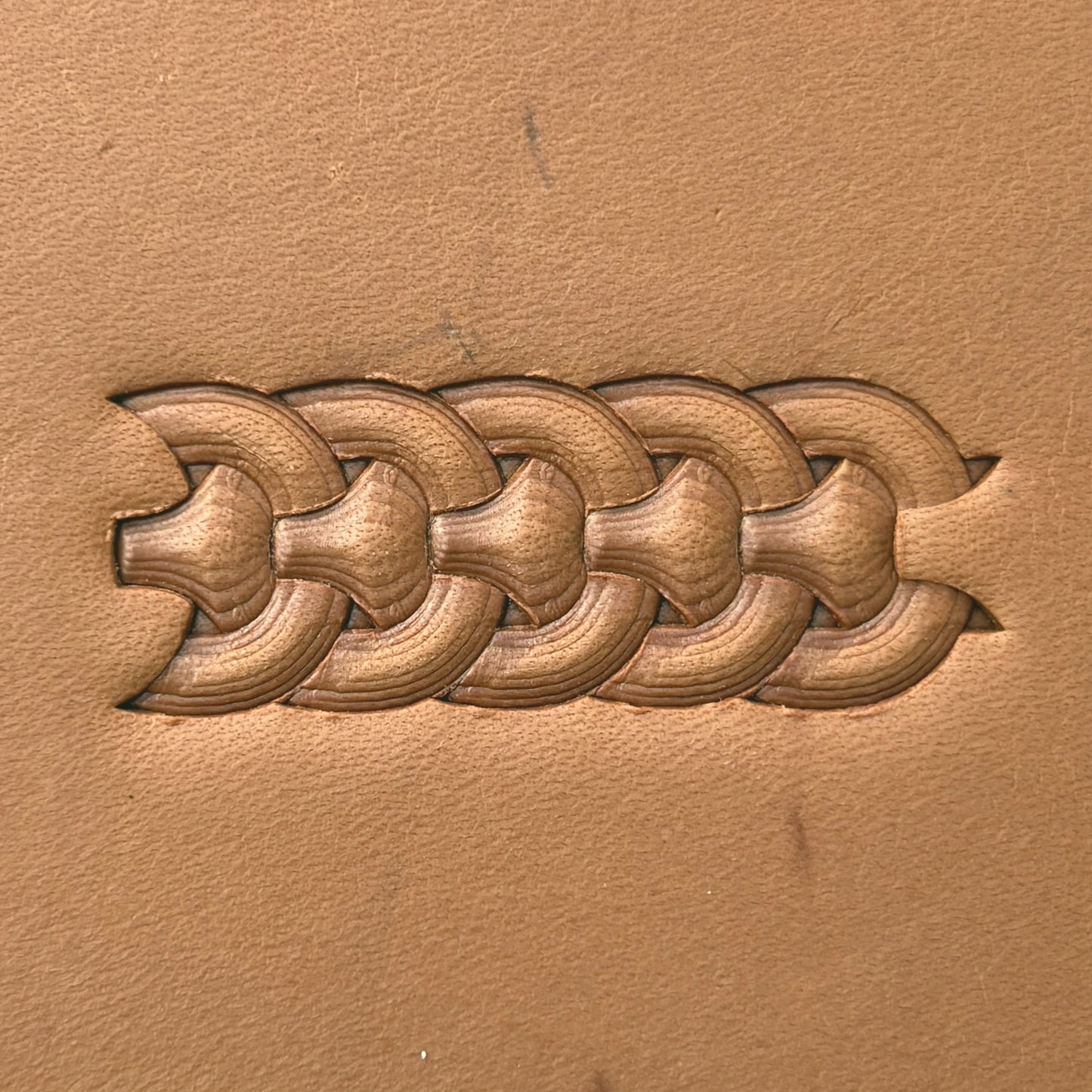 Basket Weave leather stamp LT415 — pattern imprint on veg-tan leather