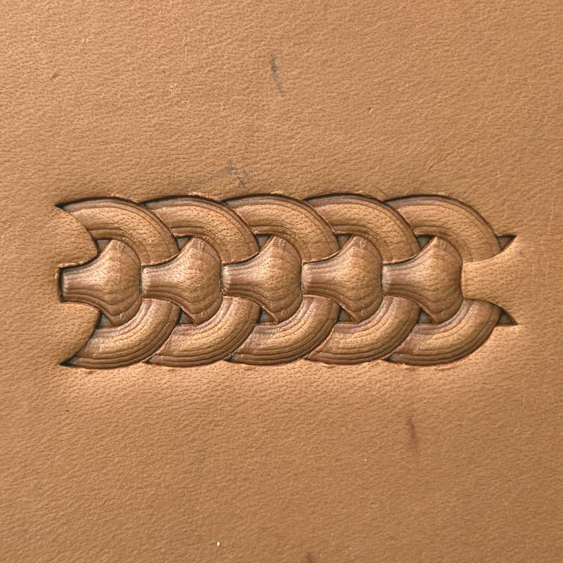 Basket Weave leather stamp LT415 — pattern imprint on veg-tan leather