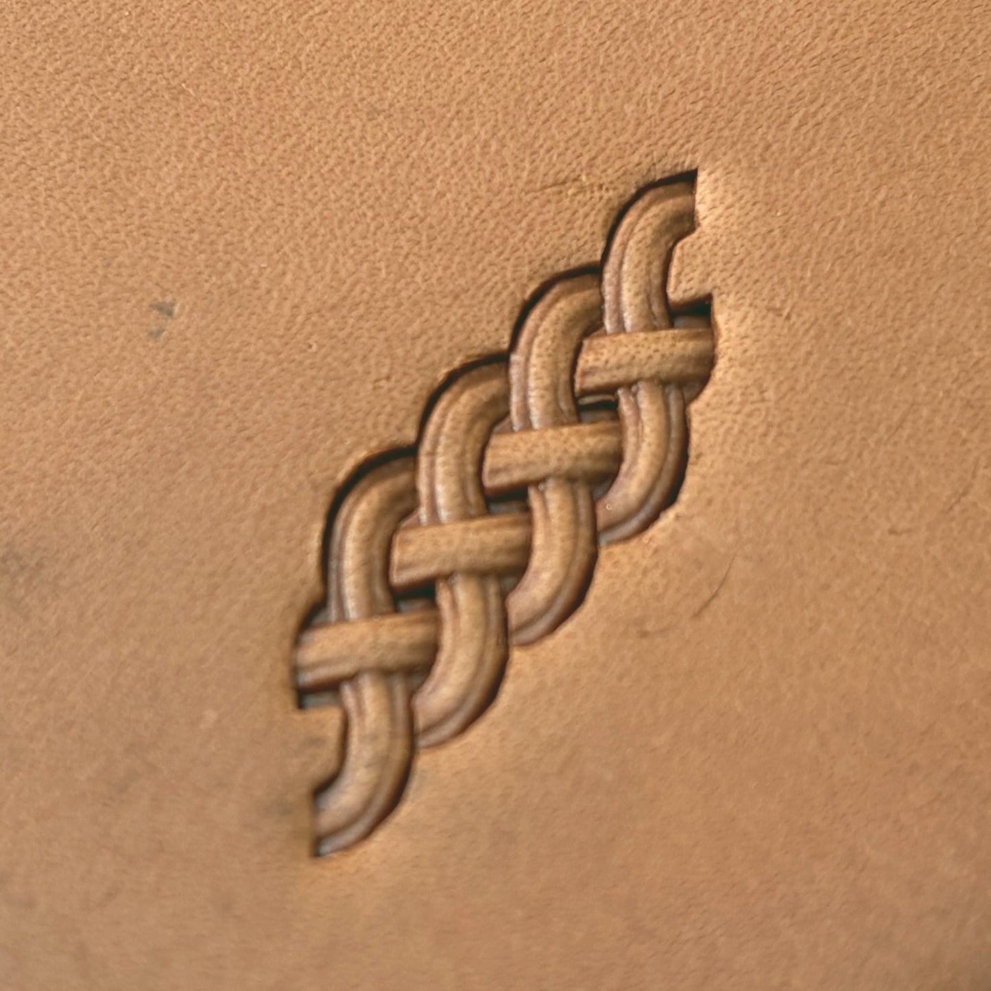 Simple Braid Basket Weave leather stamp LT417 — pattern imprint on veg-tan leather