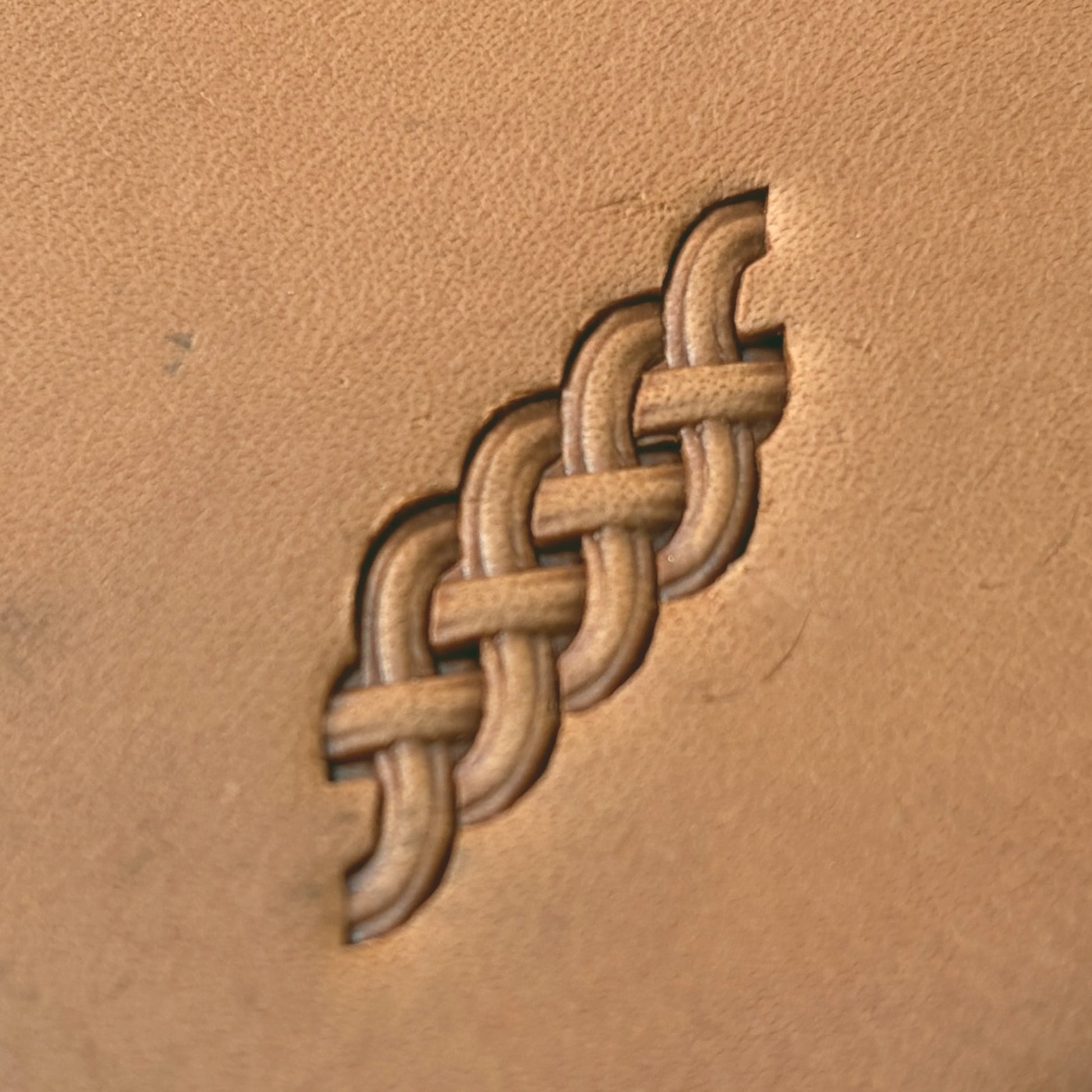 Simple Braid Basket Weave leather stamp LT417 — pattern imprint on veg-tan leather