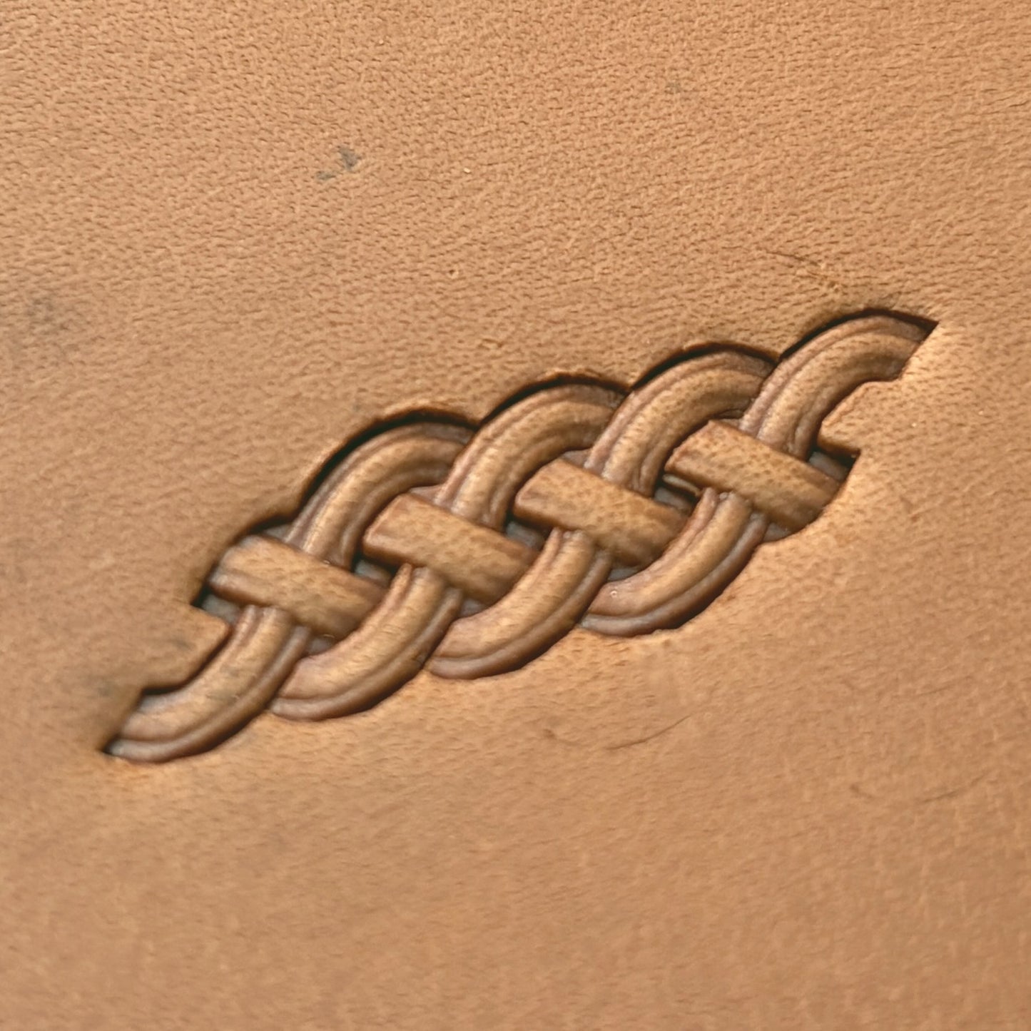 Simple Braid Basket Weave leather stamp LT417 — pattern imprint on veg-tan leather