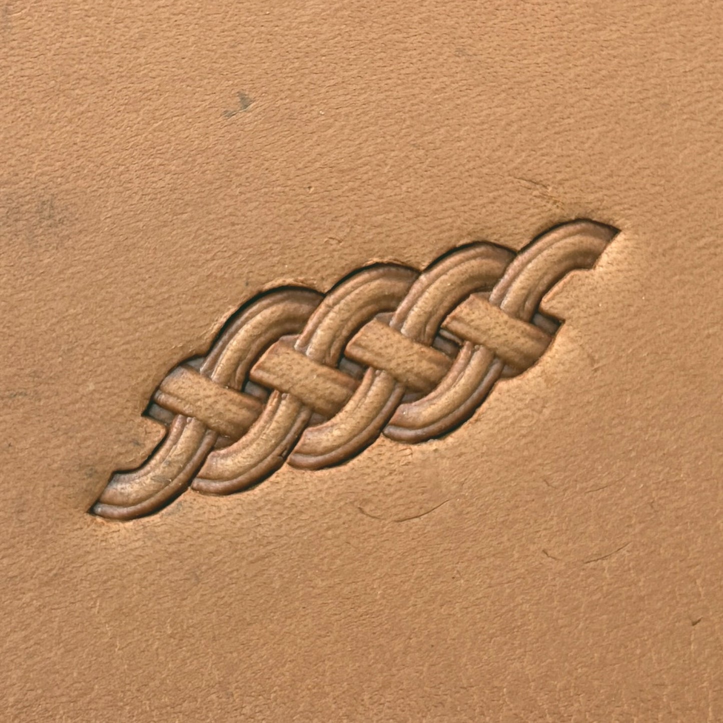 Simple Braid Basket Weave leather stamp LT417 — pattern imprint on veg-tan leather