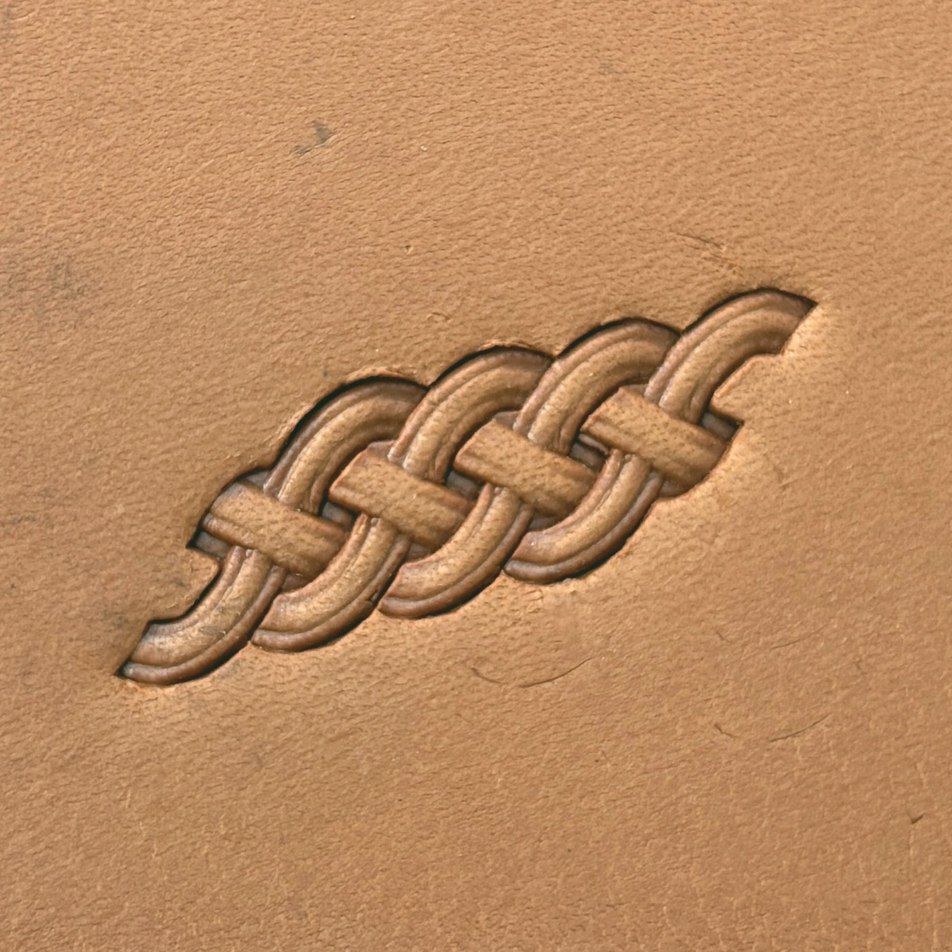 Simple Braid Basket Weave leather stamp LT417 — pattern imprint on veg-tan leather
