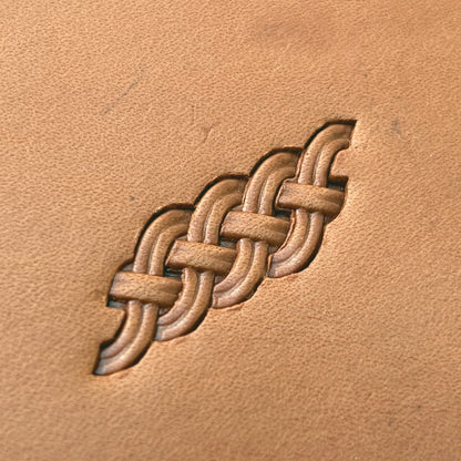 Curved Line Basket Weave leather stamp LT418 — pattern imprint on veg-tan leather