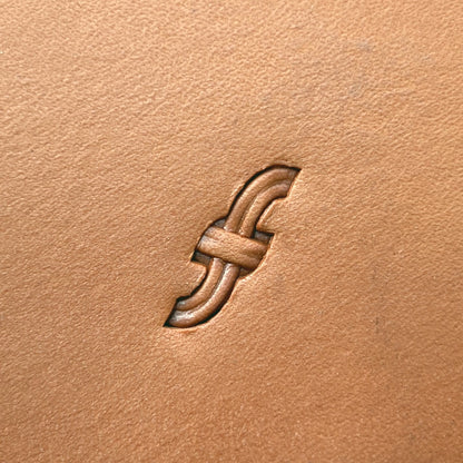 Curved Line Basket Weave leather stamp LT418 — single impression on veg-tan leather