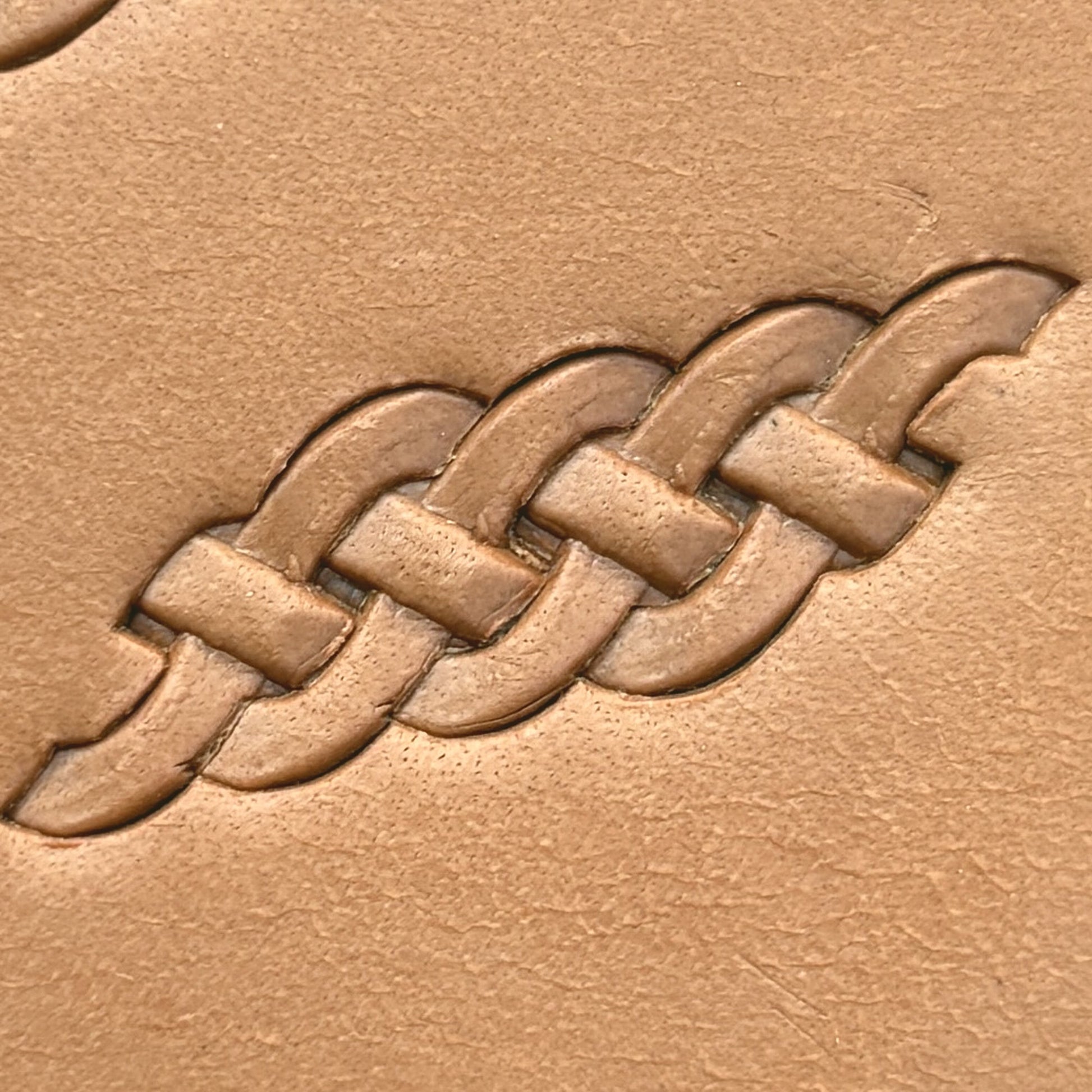 Interlaced Strip Basket Weave leather stamp LT419 — pattern imprint on veg-tan leather