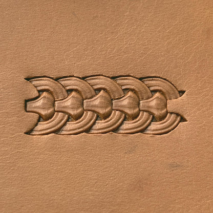 Chain Link Basket Weave leather stamp LT421 — pattern imprint on veg-tan leather