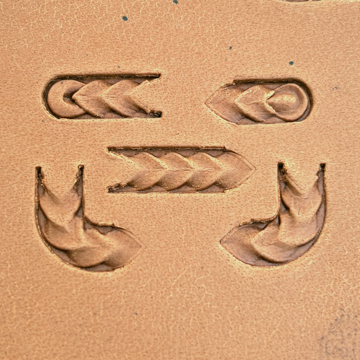 Wide Herringbone Braid leather stamp set LT429, each individual piece stamped separately on leather