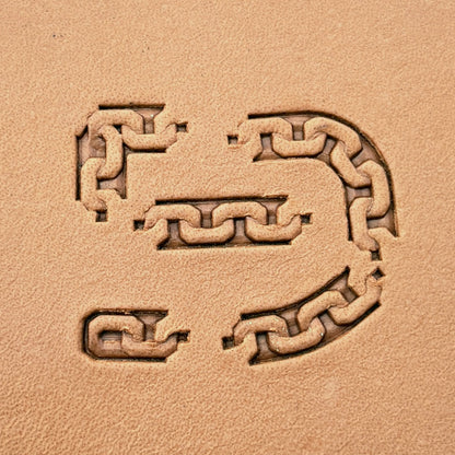 Box Link Chain leather stamp set LT431, each individual piece stamped separately on leather