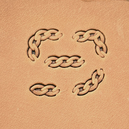 Curb Chain leather stamp set LT435, each individual piece stamped separately on leather