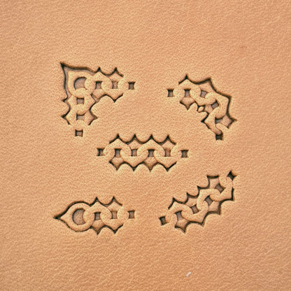 Spiked Chain leather stamp set LT442, each individual piece stamped separately on leather