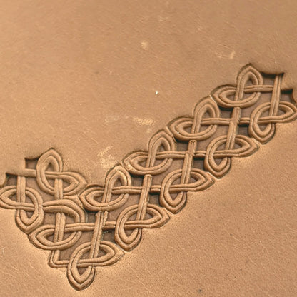 Celtic Knot leather stamp LT500 — pattern imprint on veg-tan leather