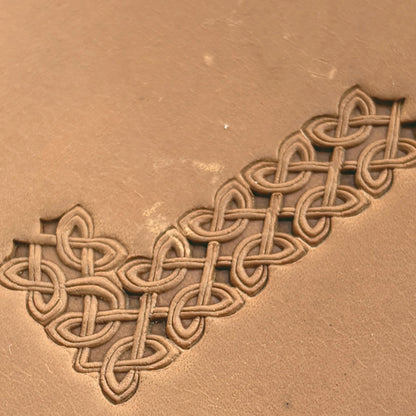 Celtic Knot leather stamp LT500 — pattern imprint on veg-tan leather