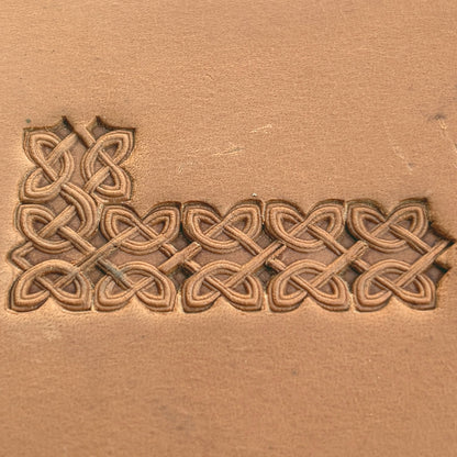 Celtic Knot leather stamp LT501 — pattern imprint on veg-tan leather