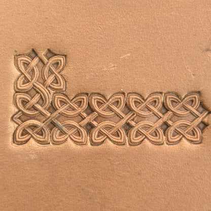 Celtic Knot leather stamp LT501 — pattern imprint on veg-tan leather