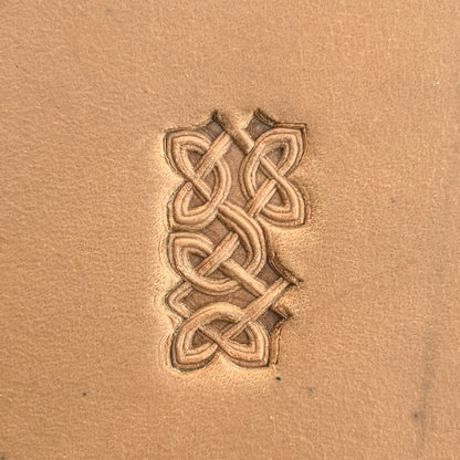 Celtic Knot leather stamp LT501 — single impression on veg-tan leather