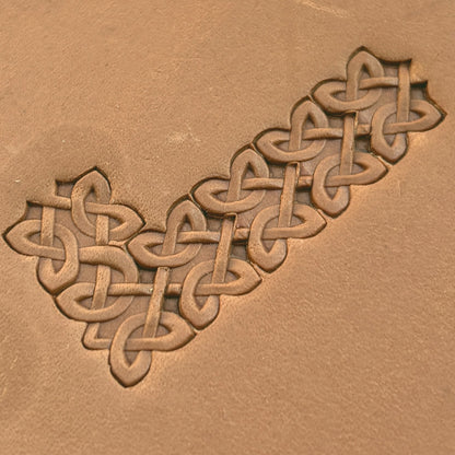 Celtic Knot leather stamp LT502 — pattern imprint on veg-tan leather