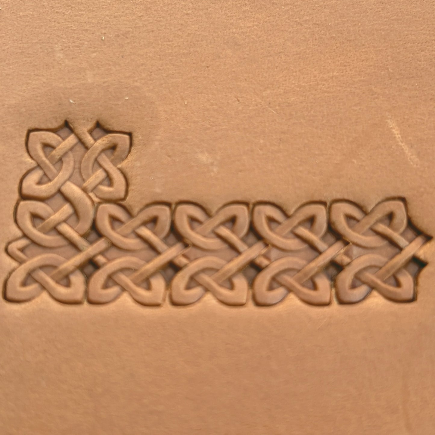 Celtic Knot leather stamp LT502 — pattern imprint on veg-tan leather