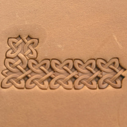 Celtic Knot leather stamp LT502 — pattern imprint on veg-tan leather
