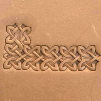 Celtic Knot leather stamp LT502 — pattern imprint on veg-tan leather