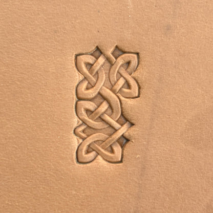Celtic Knot leather stamp LT502 — single impression on veg-tan leather
