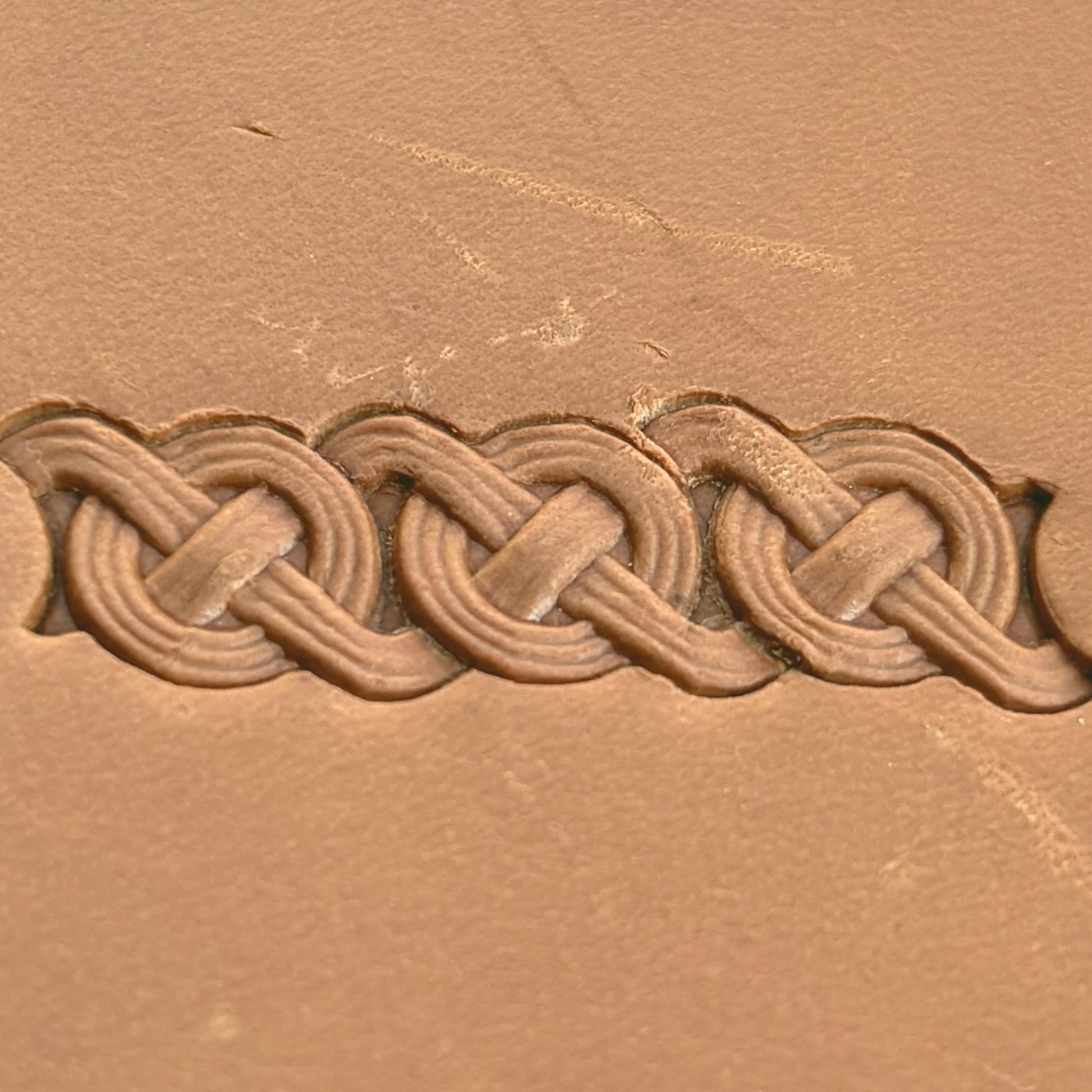 Celtic Knot leather stamp LT503 — pattern imprint on veg-tan leather