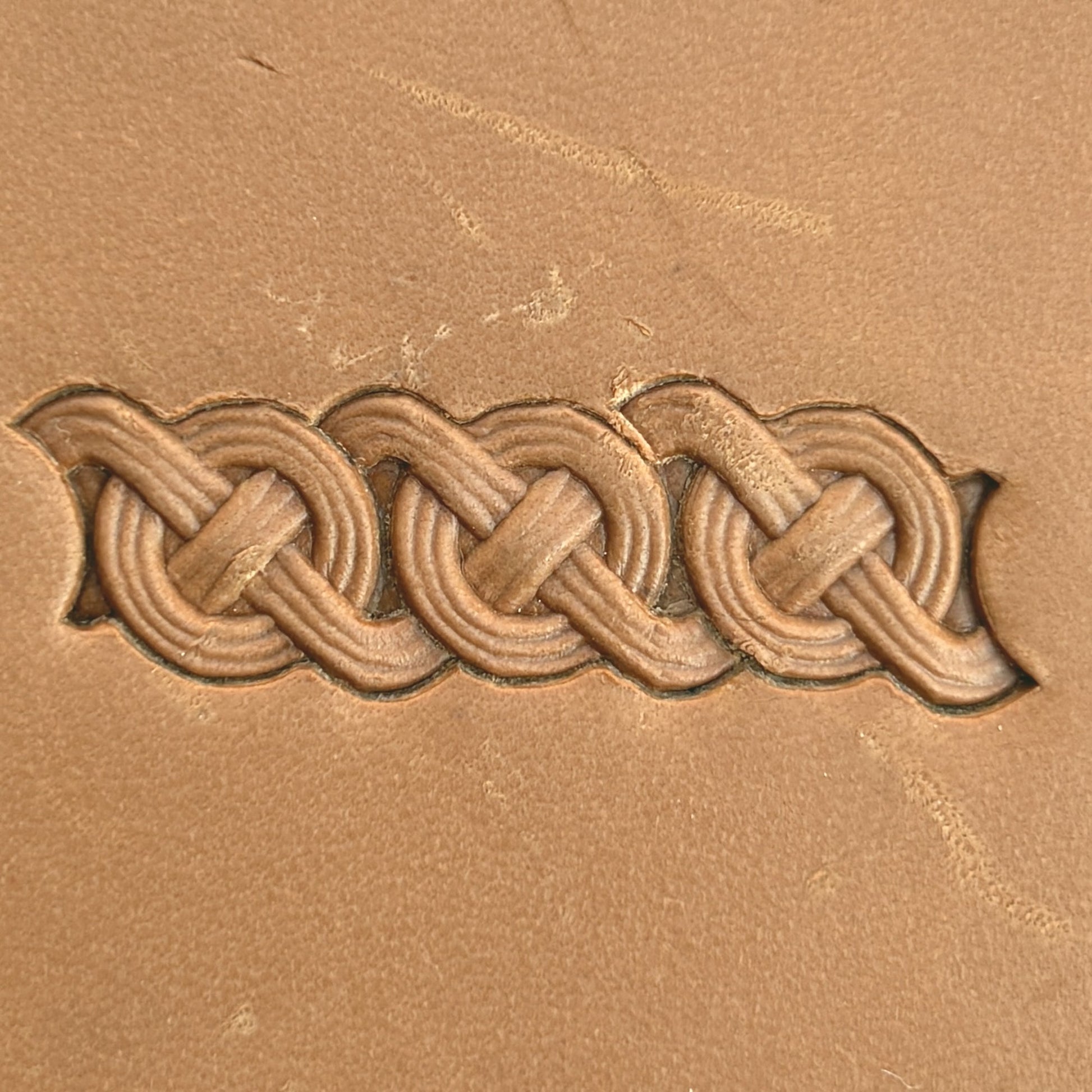 Celtic Knot leather stamp LT503 — pattern imprint on veg-tan leather