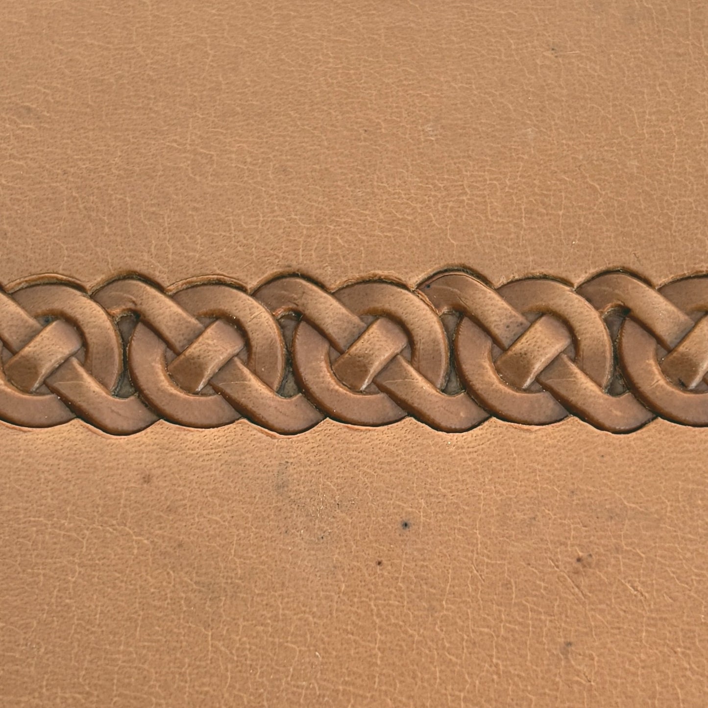 Celtic Knot leather stamp LT504 — pattern imprint on veg-tan leather