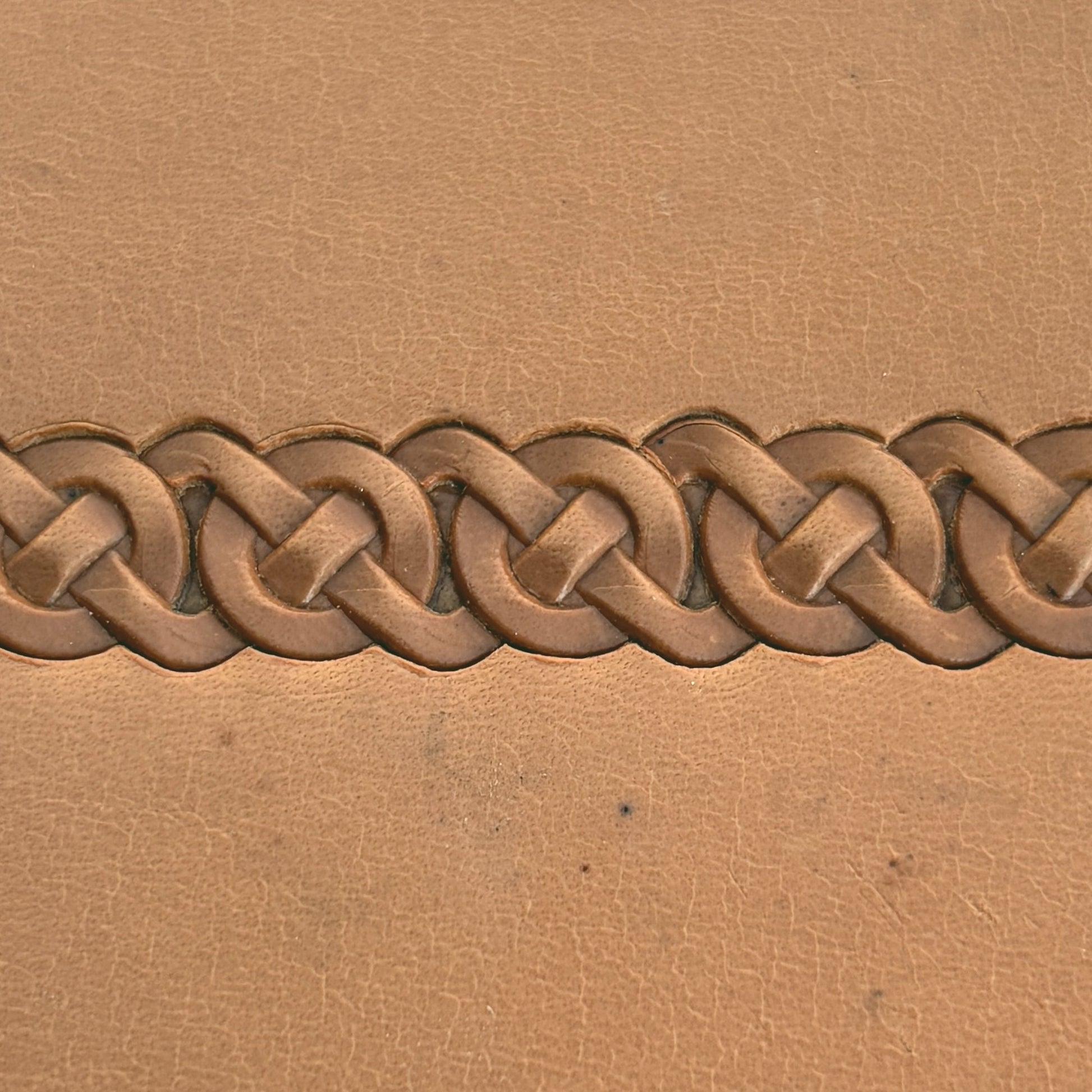 Celtic Knot leather stamp LT504 — pattern imprint on veg-tan leather
