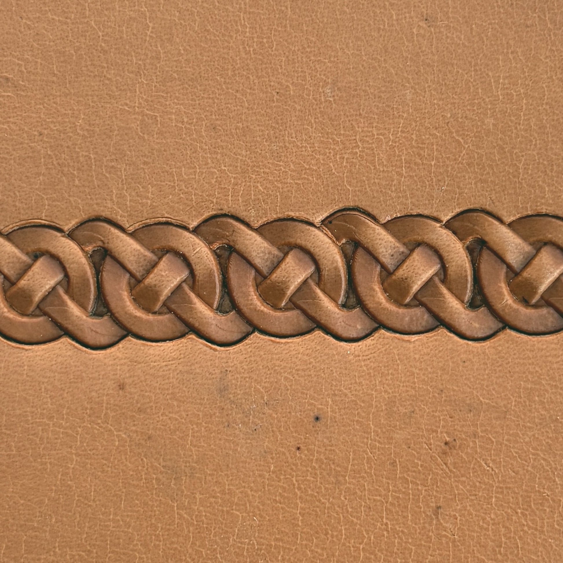 Celtic Knot leather stamp LT504 — pattern imprint on veg-tan leather