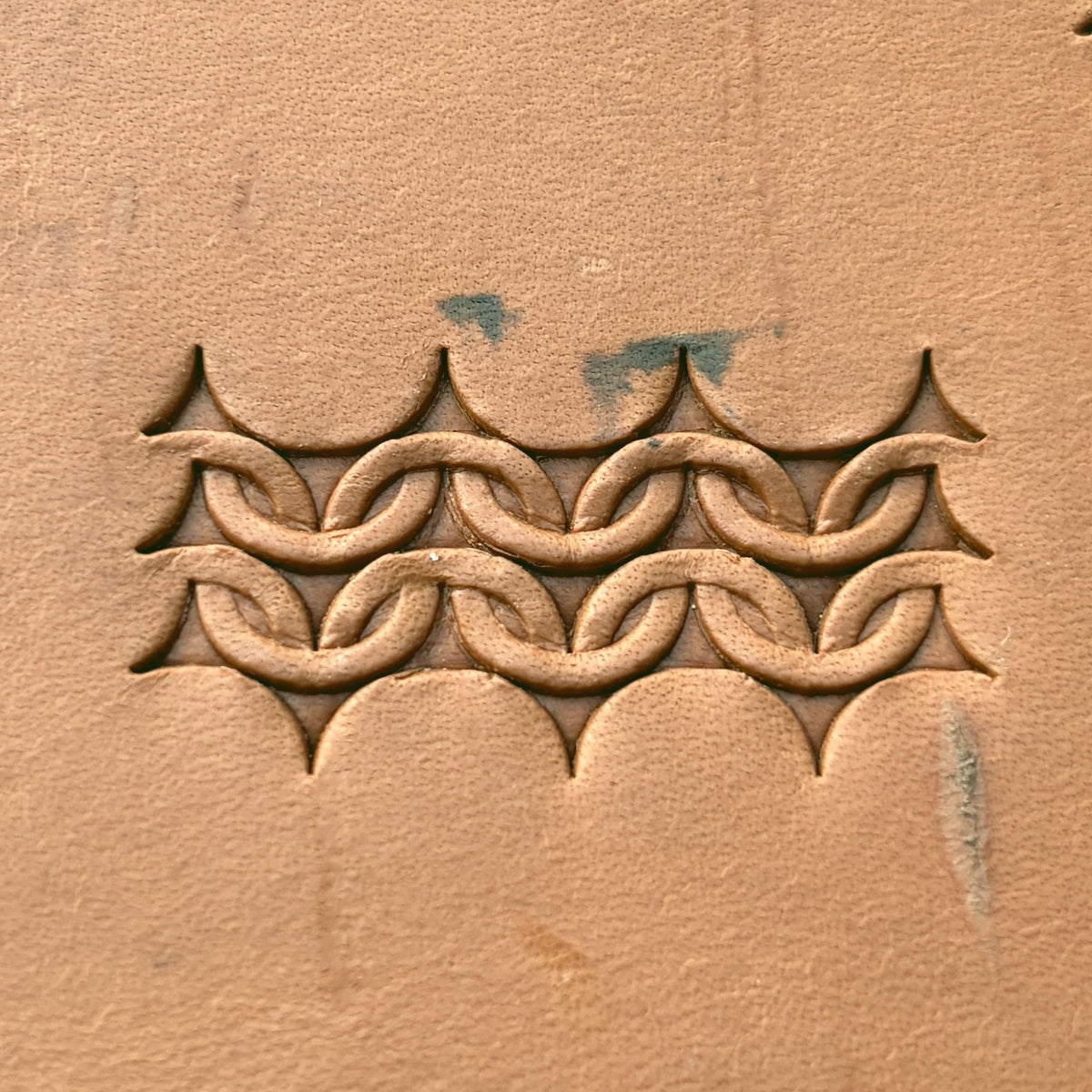 Interlaced Chain leather stamp LT505 — pattern imprint on veg-tan leather