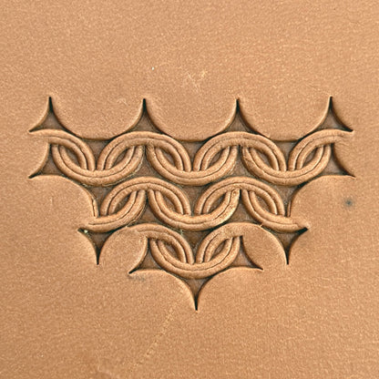 Chain Links Geometric leather stamp LT506 — pattern imprint on veg-tan leather