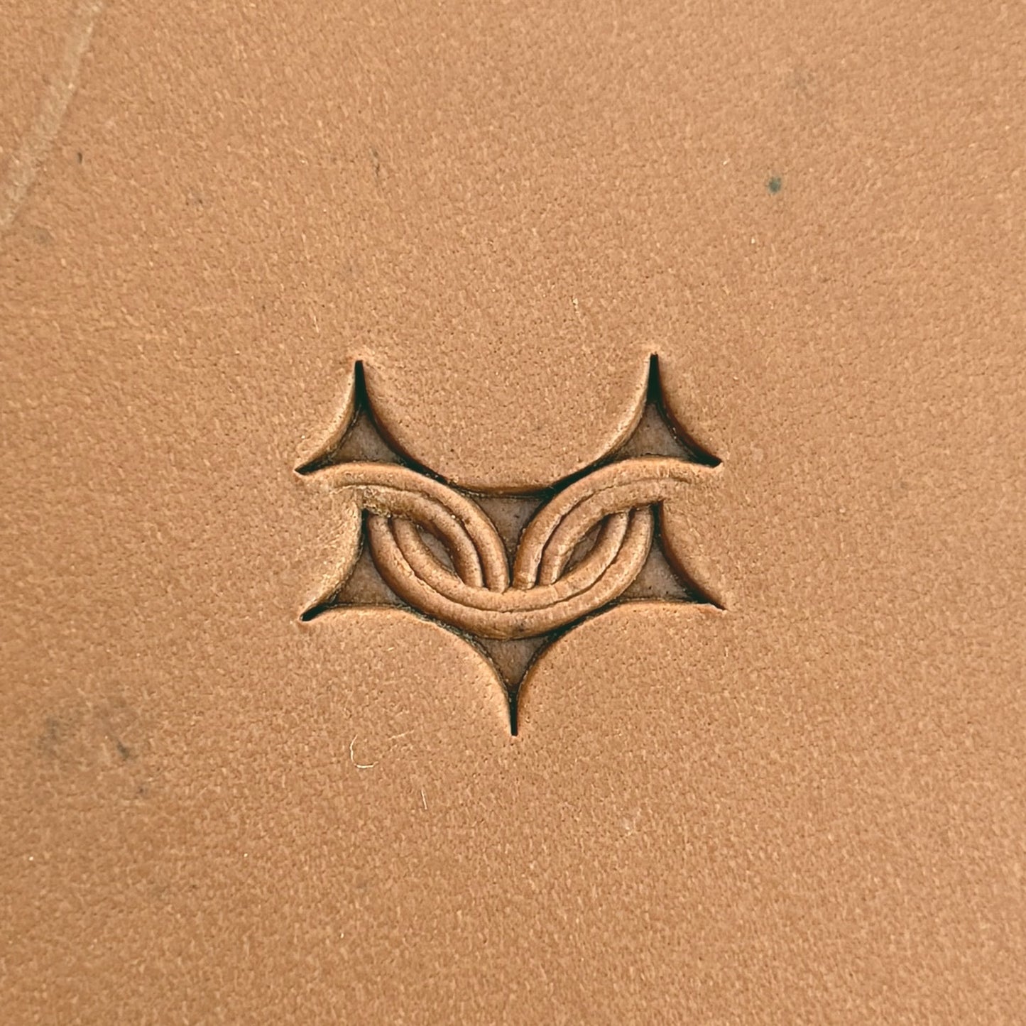 Chain Links Geometric leather stamp LT506 — single impression on veg-tan leather
