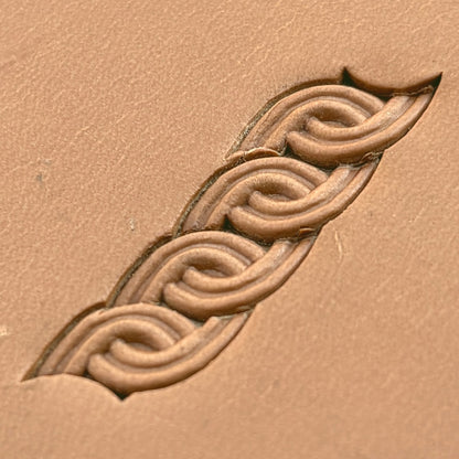 Chain Link Geometric leather stamp LT507 — pattern imprint on veg-tan leather