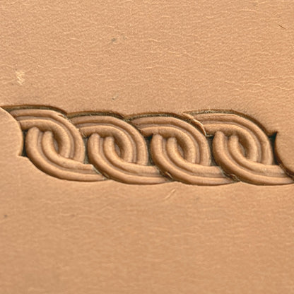 Chain Link Geometric leather stamp LT507 — pattern imprint on veg-tan leather
