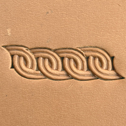 Chain Link Geometric leather stamp LT507 — pattern imprint on veg-tan leather