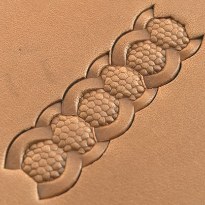 Honeycomb Chain Geometric leather stamp LT508 — pattern imprint on veg-tan leather